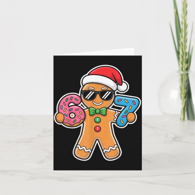 Tarjeta Six Seven Gingerbread 67 Funny Christmas Boys Kids (Anverso)