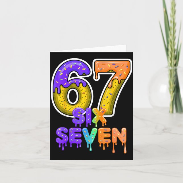 Tarjeta Six Seven Ice Cream Drip Gen Alpha Slang 6 7 Meme  (Anverso)