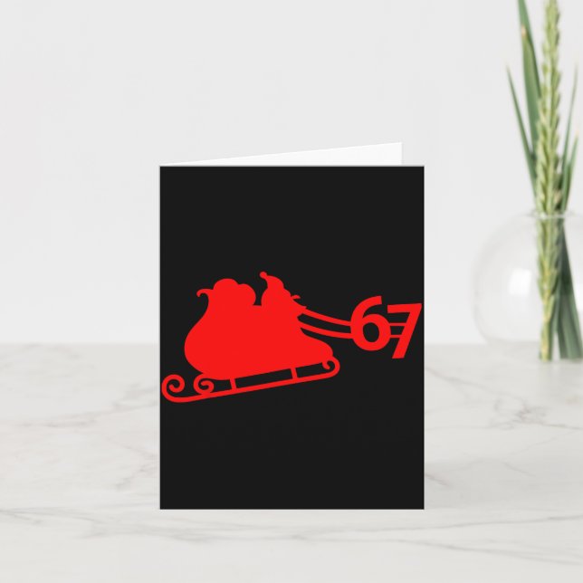 Tarjeta Six Seven Kids 67 Boys Girls 6 7 Santa Claus Sleig (Anverso)