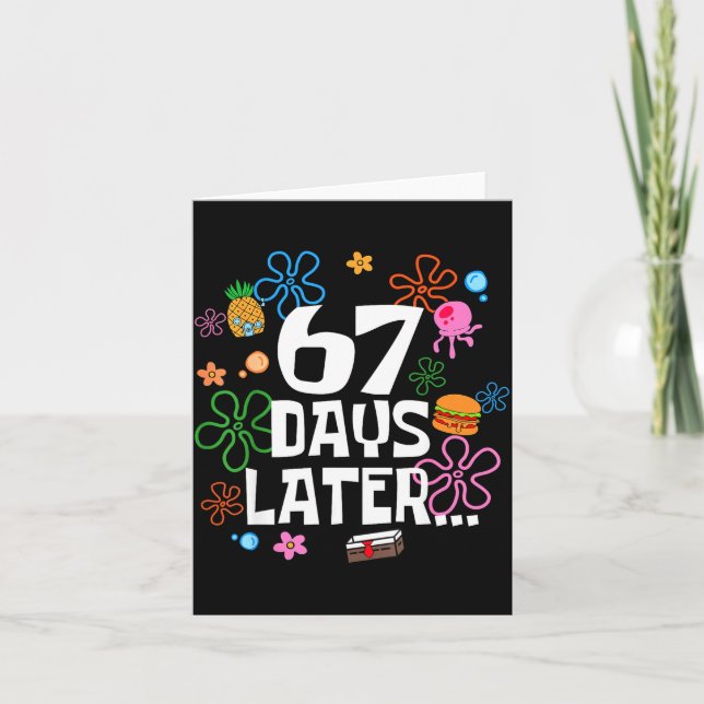 Tarjeta Six Seven Meme 67 Days Of School Later Funny Teach (Anverso)