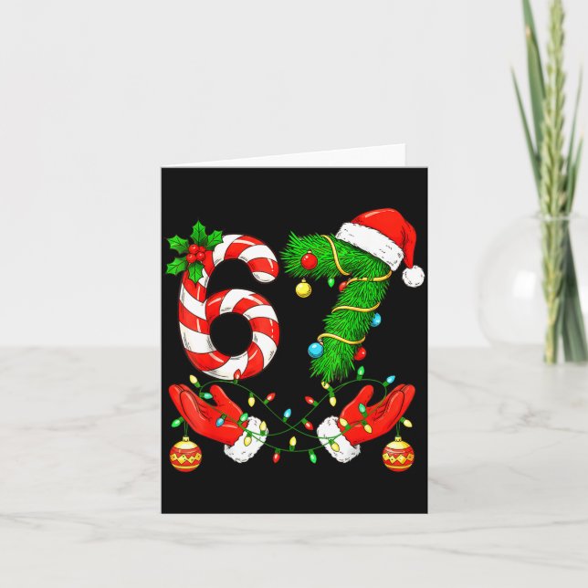 Tarjeta Six Seven Meme Christmas 67 Santa Funny Christmas  (Anverso)