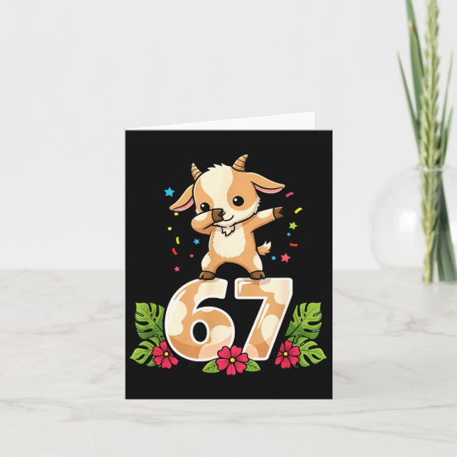 Tarjeta Six Seven Meme Dabbing Baby Goat 67 Funny Gen Z Ap (Anverso)