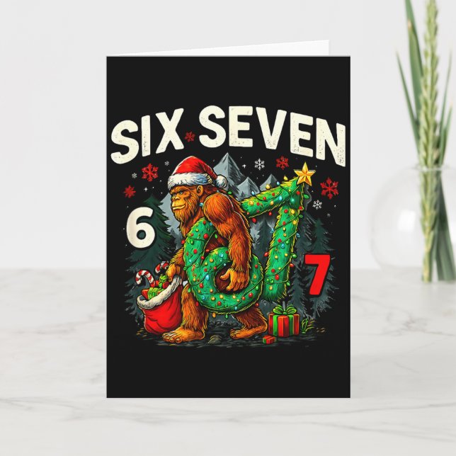 Tarjeta Six Seven Santa Bigfoot Christmas Sasquatch 67 Fun (Anverso)