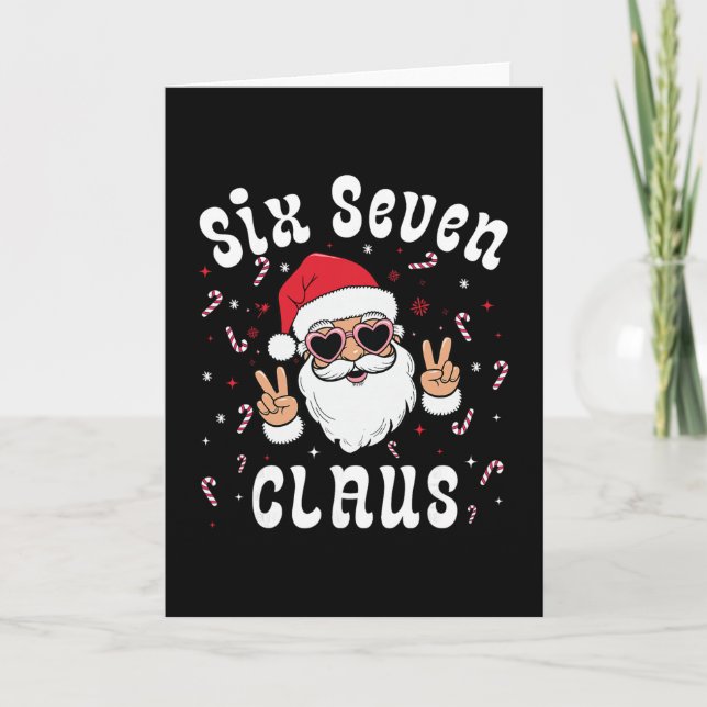 Tarjeta Six Seven Santa Claus Funny 67 Christmas Meme Boys (Anverso)