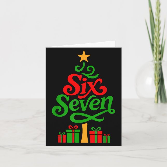 Tarjeta Six Seven Tree Funny Christmas 6 7 Cool Holiday Ri (Anverso)