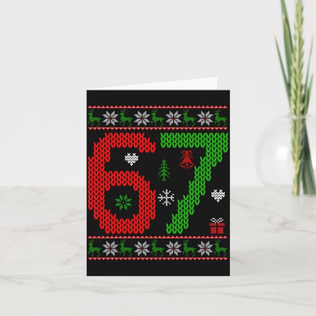 Tarjeta Six Seven Ugly Christmas Sweater 67 Meme Xmas Boys (Anverso)