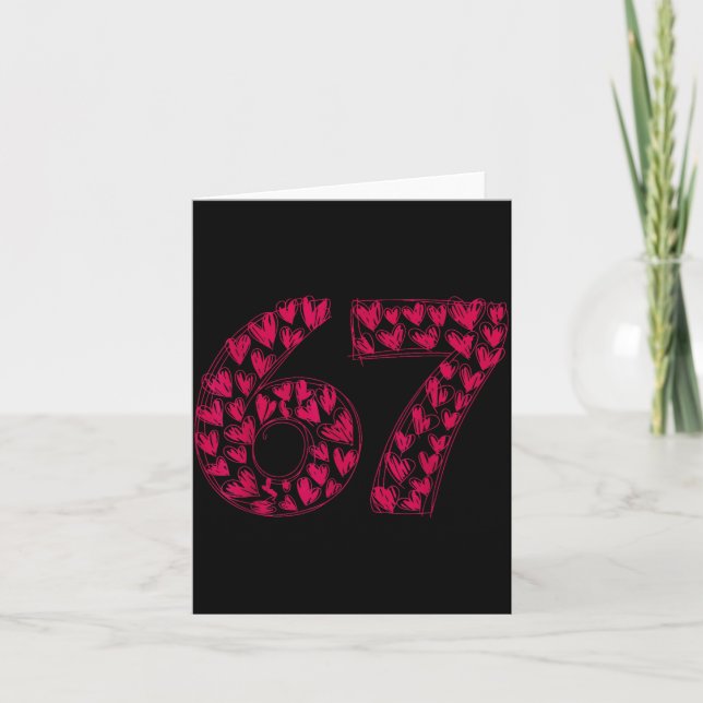 Tarjeta Six Seven Viral Sketch Heart 67 Cute Valentine Sch (Anverso)