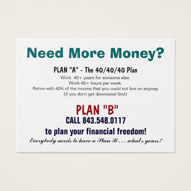 Tarjeta Sizzle Plan B (Frente)
