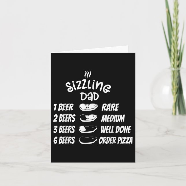 Tarjeta Sizzling Dad Meer Beer Pizza Funny Bbq (Anverso)