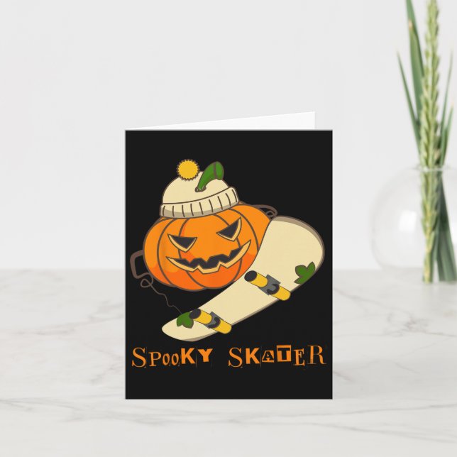 Tarjeta Skateboard de calabaza Halloween Disstume divertid (Anverso)