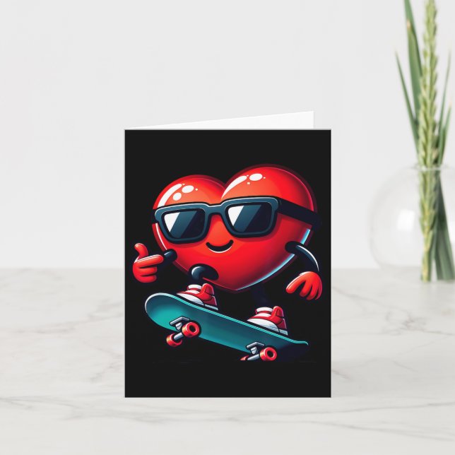 Tarjeta Skateboarding Día de San Valentín Va (Anverso)