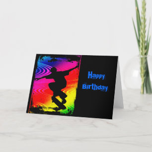 Tarjeta Skateboarding en Rainbow Grunge
