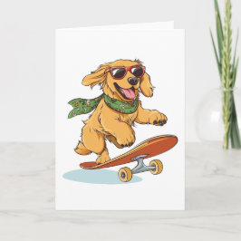 Tarjeta Skateboarding para perros Golden Retriever
