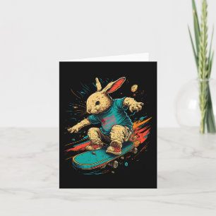 Tarjeta Skateboarding Skater Para Adolescentes Chica Bunny