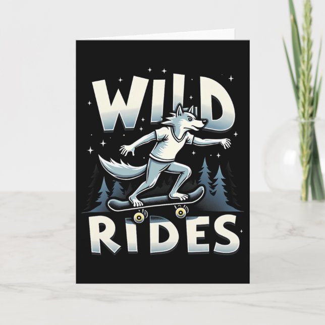 Tarjeta Skateboarding Wolf Spirit Animal Wolf Wild Rides  (Anverso)