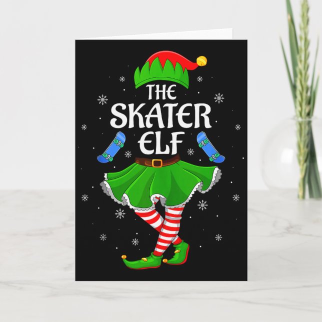 Tarjeta Skater Elf Christmas Family Girls Women Elf Squad  (Anverso)