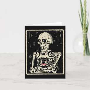 Tarjeta Skeleton abraza al Bulldog francés Halloween Dog L