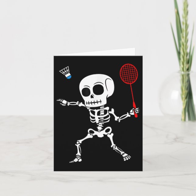 Tarjeta Skeleton Badminton Halloween Smash Shuttle Easy Co (Anverso)