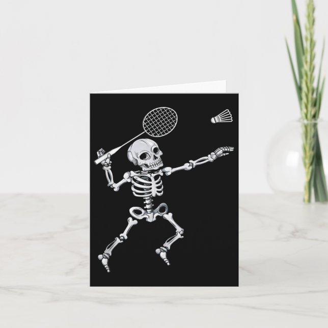 Tarjeta Skeleton Badminton Smash Shuttle Halloween (Anverso)