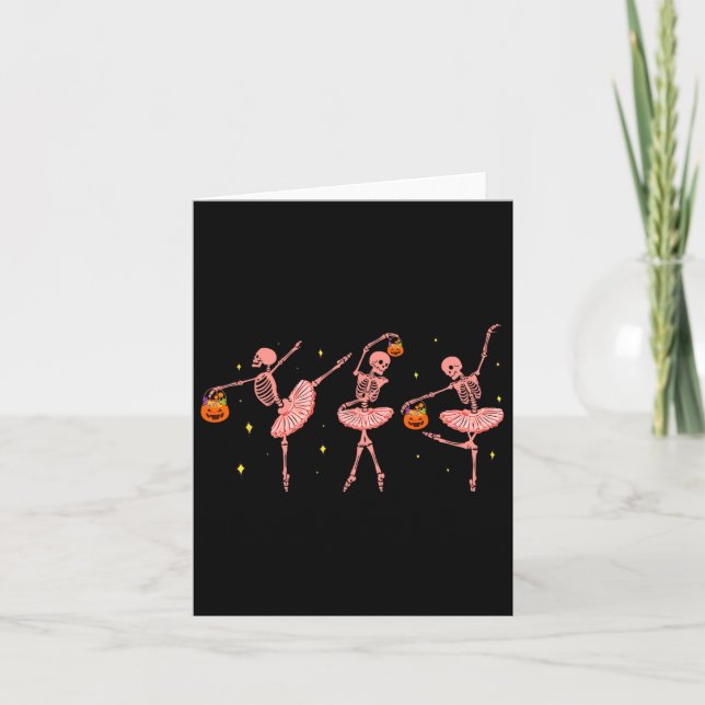 Tarjeta Skeleton Ballerina Halloween bailarina Jack O Lant (Anverso)