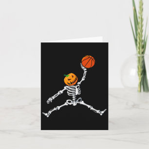 Tarjeta Skeleton Basketball Halloween Calabaza Slam Dunk