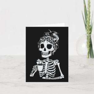 Tarjeta Skeleton Bebe Café Calavera Graciosa Mujer Hallowe