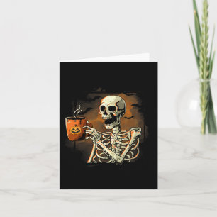 Tarjeta Skeleton Beber café Funny Skull Halloween Cos