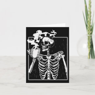 Tarjeta Skeleton Beber café Hombres Fun Skull Hombres Muje