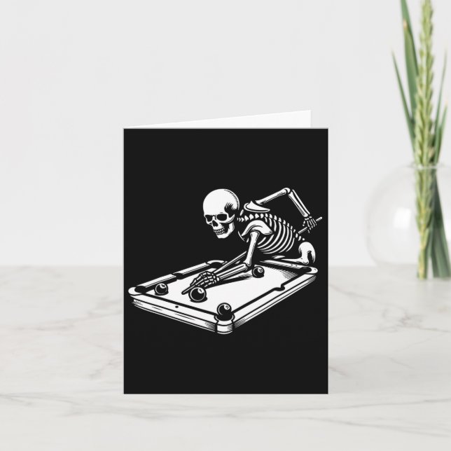 Tarjeta Skeleton Billiards Halloween Pool Snooker Billiard (Anverso)