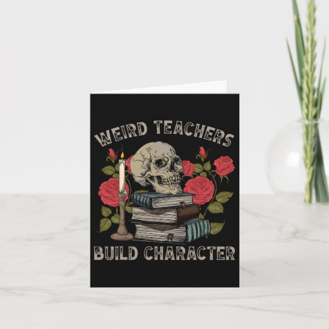 Tarjeta Skeleton Book Floral Skull Halloween Profesor Spoo (Anverso)