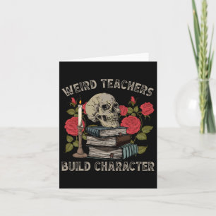 Tarjeta Skeleton Book Floral Skull Halloween Profesor Spoo