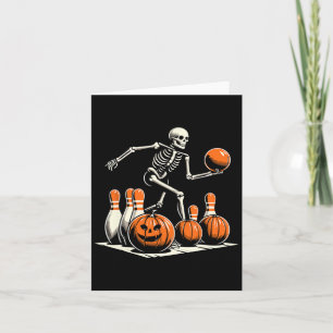 Tarjeta Skeleton Bowling Player Funny Bowler Halloween