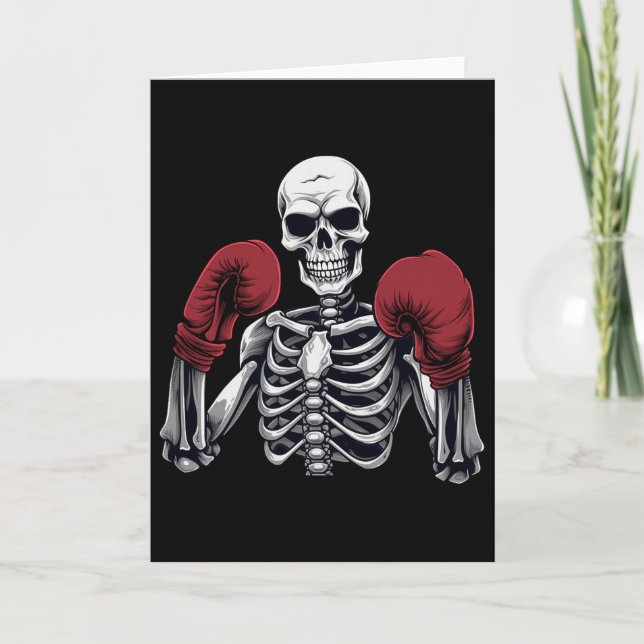 Tarjeta Skeleton Boxer Boxing Kickboxing Halloween Martial (Anverso)