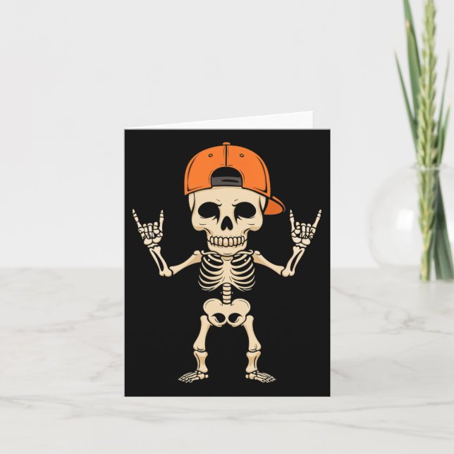 Tarjeta Skeleton Cap Halloween Punk Rock masculino (Anverso)