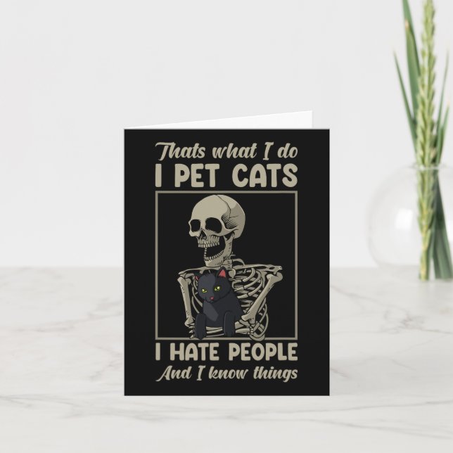 Tarjeta Skeleton Cat Kitten Lover Grumpy Skull Mascota O (Anverso)