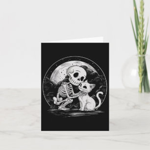 Tarjeta Skeleton Cat Skull Kitty Cute Gótico Halloween Cos