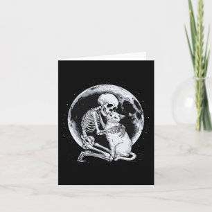 Tarjeta Skeleton Cat Skull Kitty Cute Gótico Halloween Cos