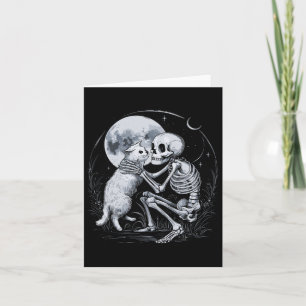 Tarjeta Skeleton Cat Skull Kitty Cute Gótico Halloween Cos
