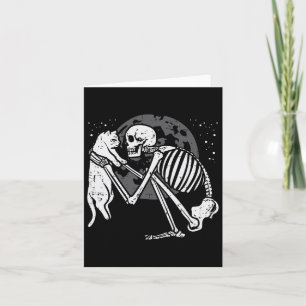 Tarjeta Skeleton Cat Skull Kitty Cute Gótico Halloween Hom