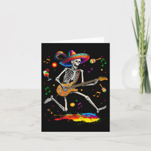 Tarjeta Skeleton Cinco De Mayo Hombres Guitarra Eléctrica