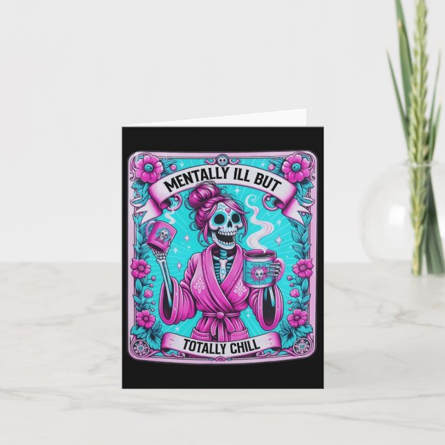 Tarjeta Skeleton Coffee Tarot Card Mentalmente Mal Pero To (Anverso)