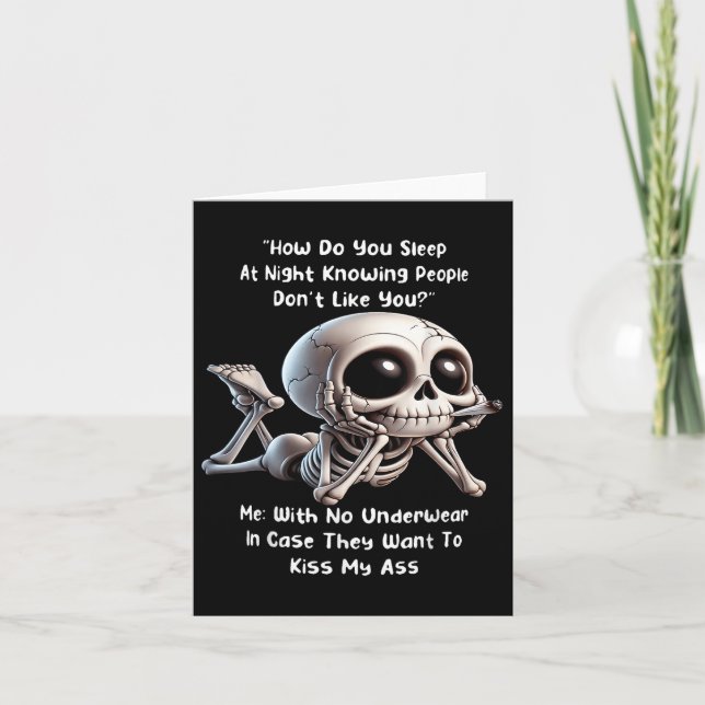 Tarjeta Skeleton Cómo Duermes De Noche Conociendo A La Gen (Anverso)