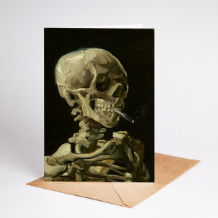 Tarjeta Skeleton con cigarrillo en llamas   Vincent van Go
