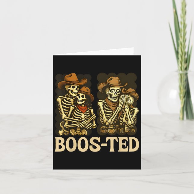 Tarjeta Skeleton Cowboy Funny Halloween Occidental (Anverso)