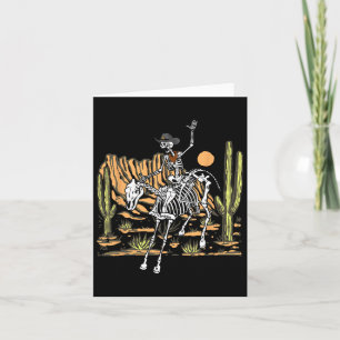 Tarjeta Skeleton Cowboy Montando Caballo Halloween Rider C