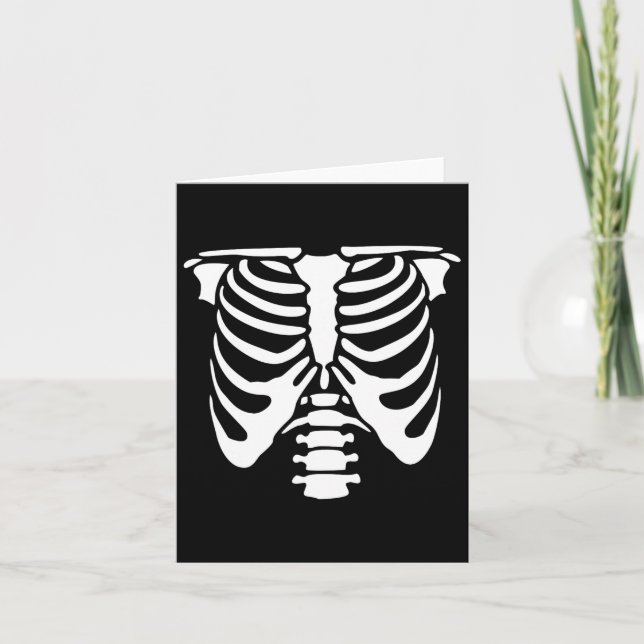 Tarjeta Skeleton Crob Cage Bones Halloween X ray (Anverso)