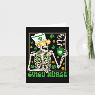 Tarjeta Skeleton Cvicu Enfermera Café Shamrock St Patricks