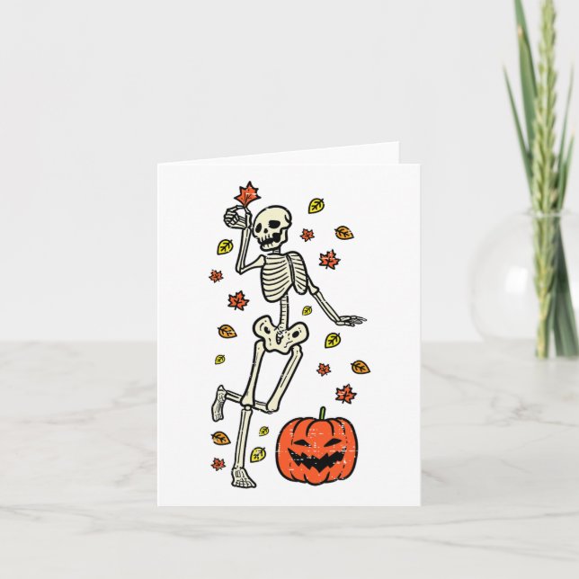 Tarjeta Skeleton Dance Calabaza Halloween Disfraces Caída  (Anverso)