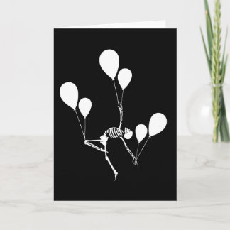 TARJETA SKELETON DE BAILE CON BALLOONES HALLOWEEN