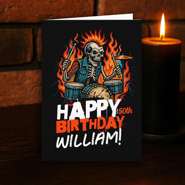 Tarjeta Skeleton Drummer Musicians Birthday Card Funny (Subido por el creador)